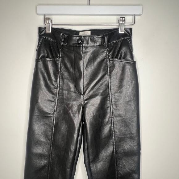 Aritzia Wilfred Rebel Black Faux Leather Straight Leg Pants Size 2 - Picture 3 of 8